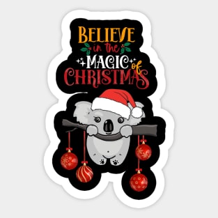 Cute Koala Christmas believe in the magic of christmas, australian Christmas lovers Sticker